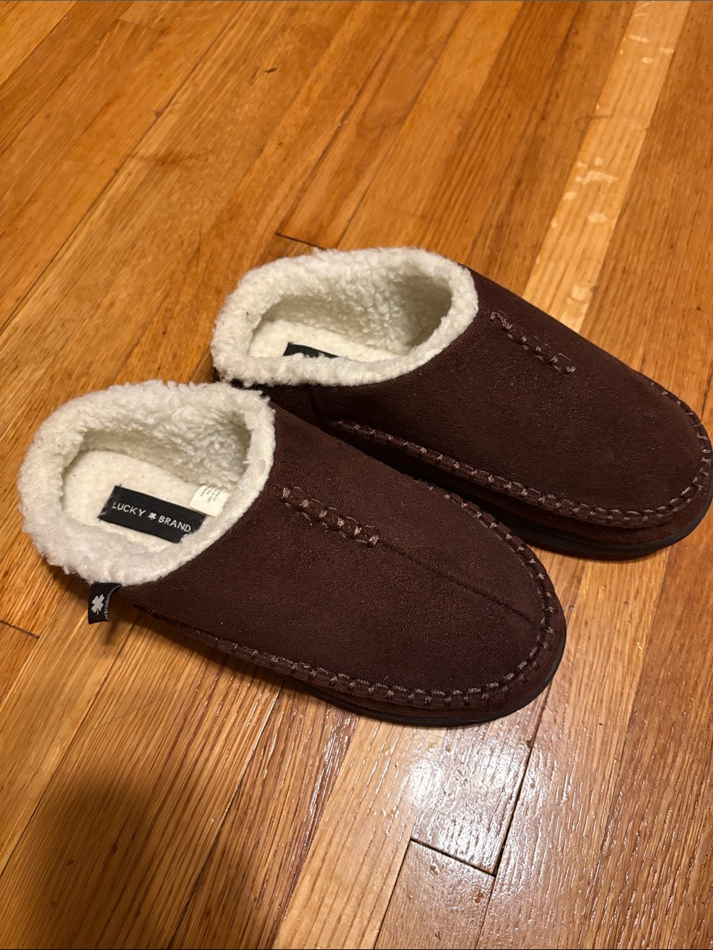 Lucky Brand Brown Sherpa-Lined Slip-On Loafers unisex